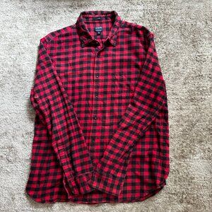 J. Crew Button Up Flannel Slim Fit Red Black Buffalo Plaid XL
